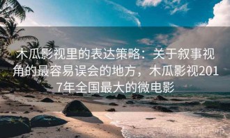木瓜影视里的表达策略：关于叙事视角的最容易误会的地方，木瓜影视2017年全国最大的微电影