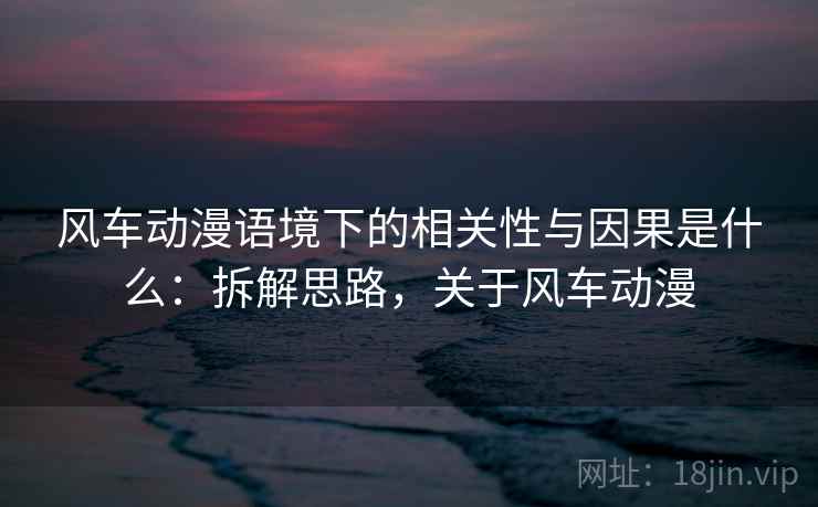 风车动漫语境下的相关性与因果是什么：拆解思路，关于风车动漫